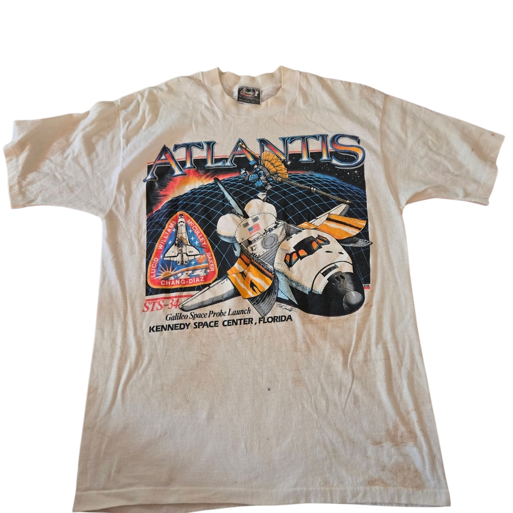 Atlantis Space Shuttle Graphic T-Shirt Vintage Mens XL